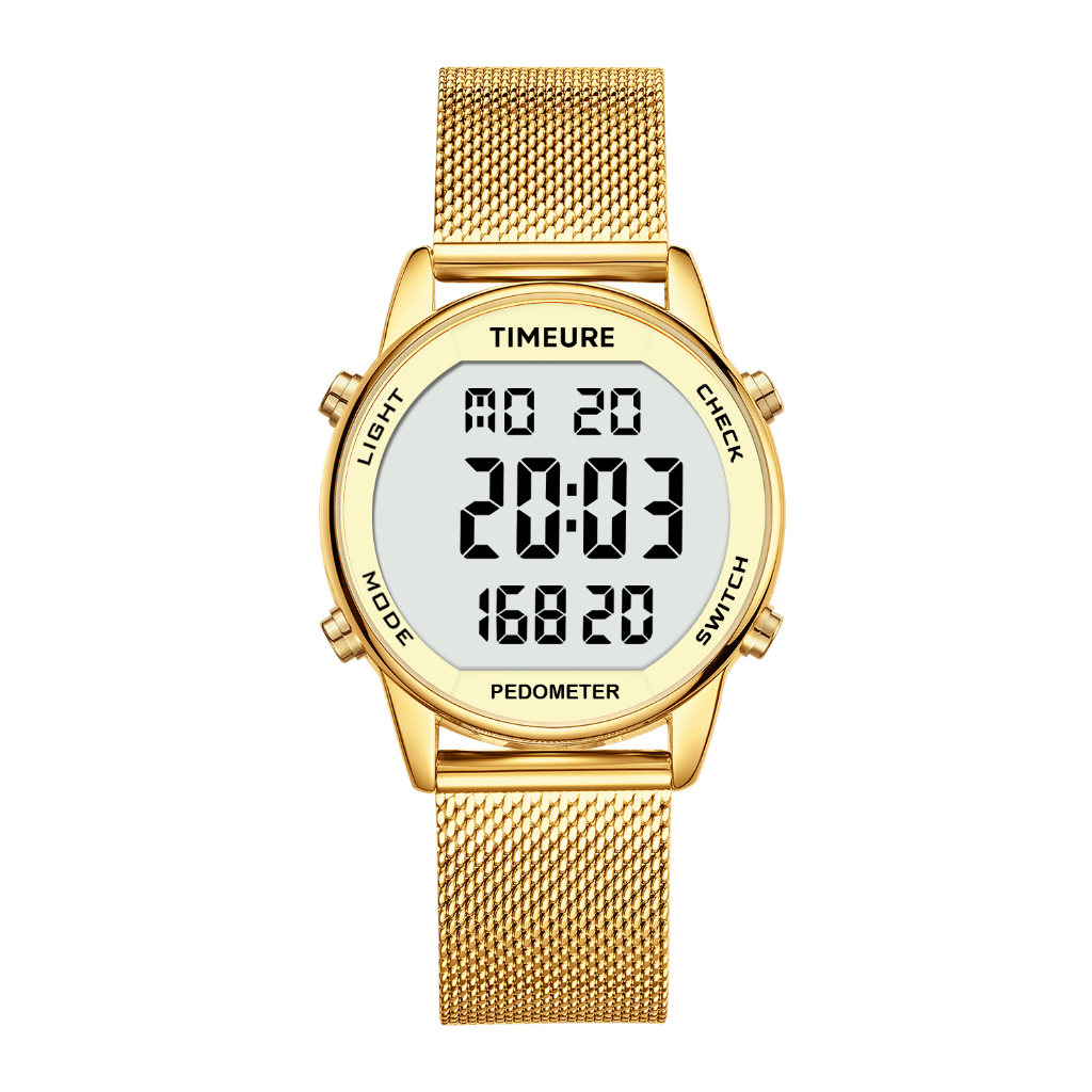 Women s Step Counter Pedometer Watch with Stainless Steel Bracelet Stylish Design No App No Charging Needed for Step Calorie Distance Alarm Countdown Timer TU 2401 Shopee Malaysia