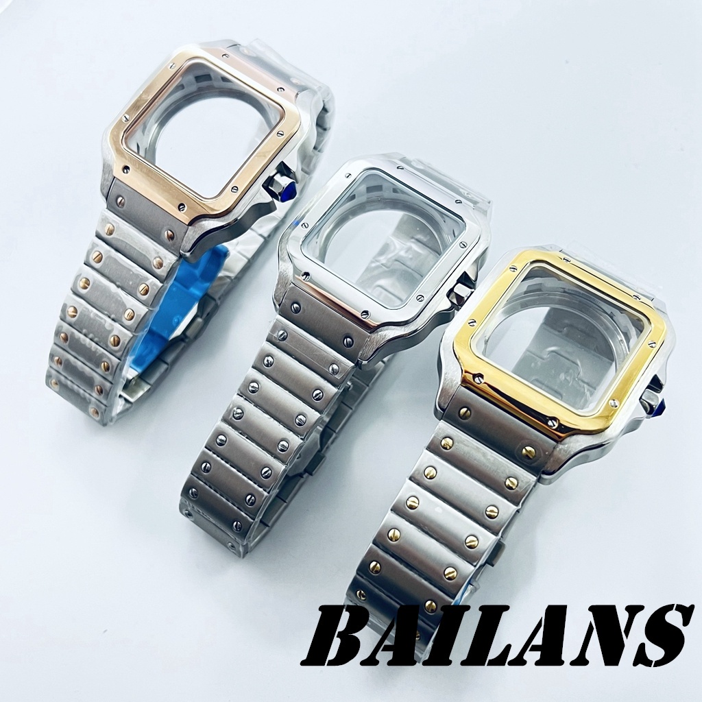 NH35 38mm Square Watch Case 316L Stainless steel Watch Accessories Santos Modification Parts for NH35 4R35 NH36 4R36 Movements Shopee Malaysia