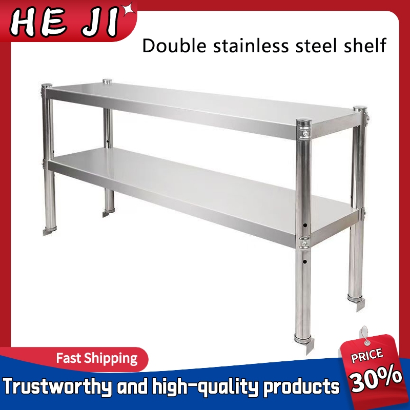 304 2-layer shelf workbench stainless steel workbench easy-to-clean ...