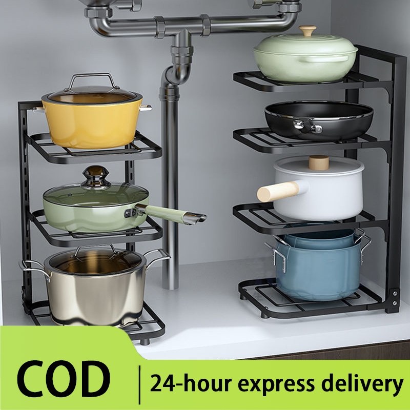 2~8 Layers Kitchen pan organizer Multilayer adjustable kitchenware ...