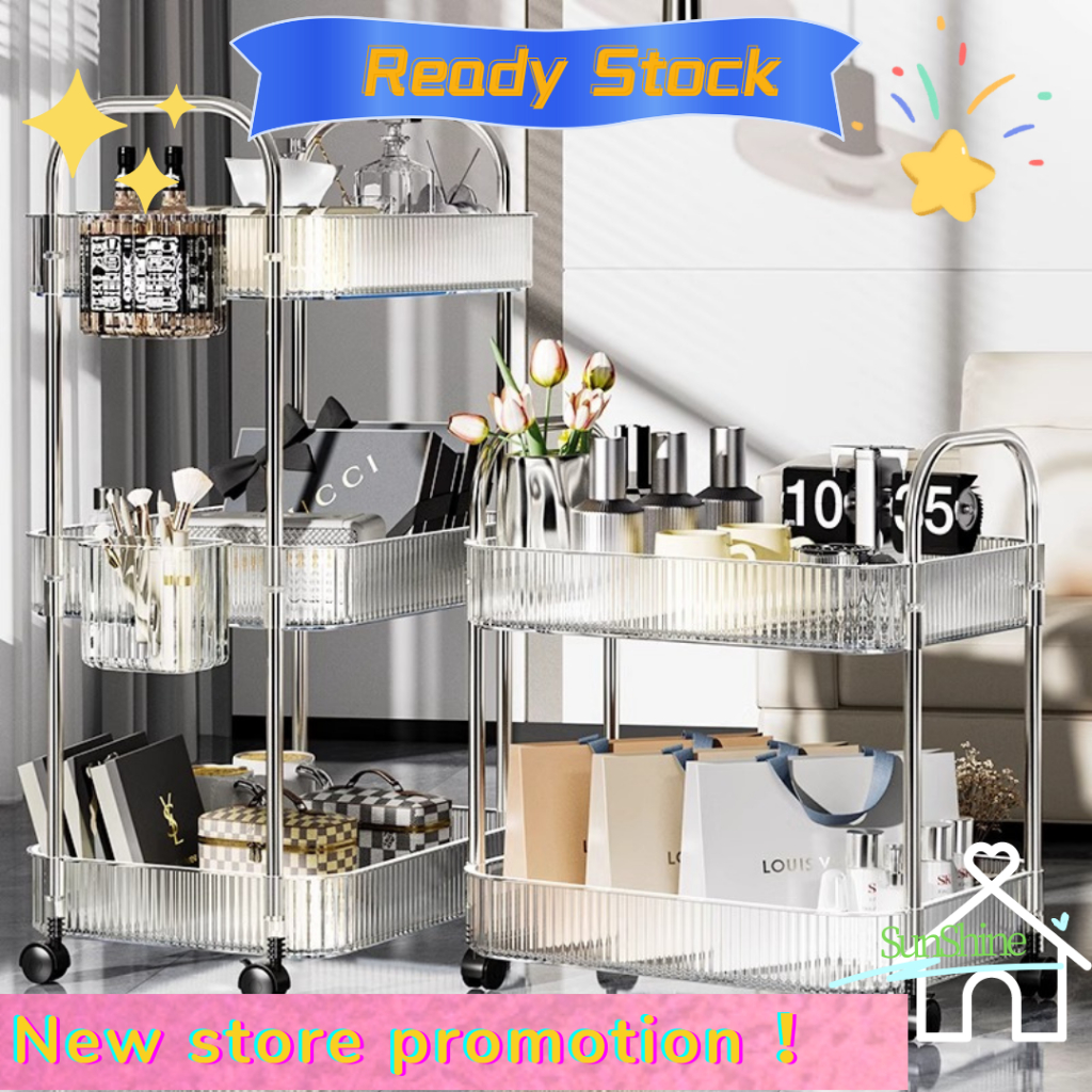 【Promotion】Cosmetics storage rack With Wheels Acrylic Trolley Suitable ...