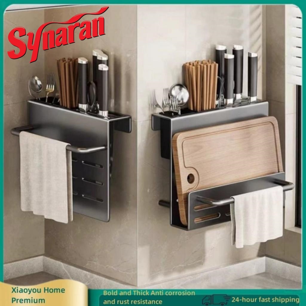 Kitchen Metal Knife Holder Multifunctional Wall-Mounted Storage Rack ...