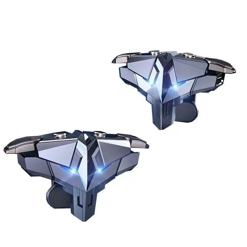 Trigger Controller Ergonomique ABS Métal SHOTAY Déclencheurs De Jeu, Blue Shark Mobile Phone Press-Type Auxiliary Fire Key Button Gamepad Joystick Controller L R Metal Trigger For Gamepads Asmr Trigger