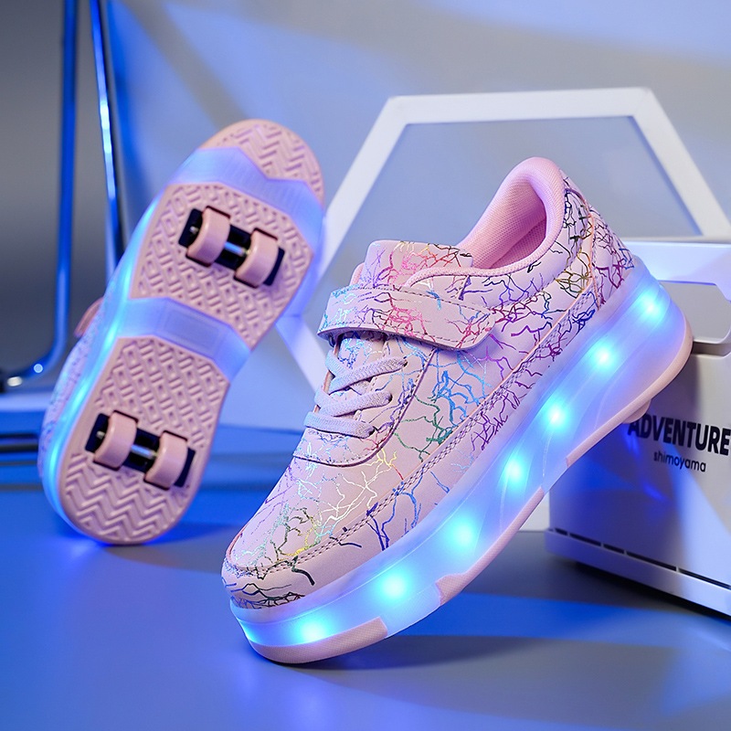 New Four Wheels Children Roller Shoes Sports Casual Fashion LED Boys Girls And Women Sneakers Kids Roller Skates Size 29 42 Shopee Malaysia