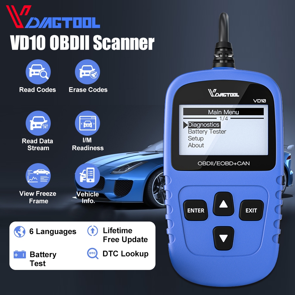 VDIAGTOOL VD10 Auto Full OBD2 OBDII Code Reader obd2 scanner Creader