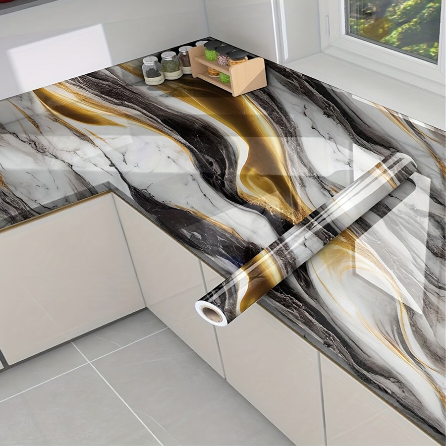 Marble Wallpaper Waterproof Mildew-proof Kitchen Tile Wall Decor Self ...