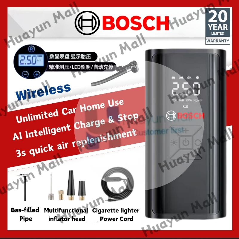 [20 Year Warranty]Bosch Tyre Pump Portable Air Pump Tire Compressor Air