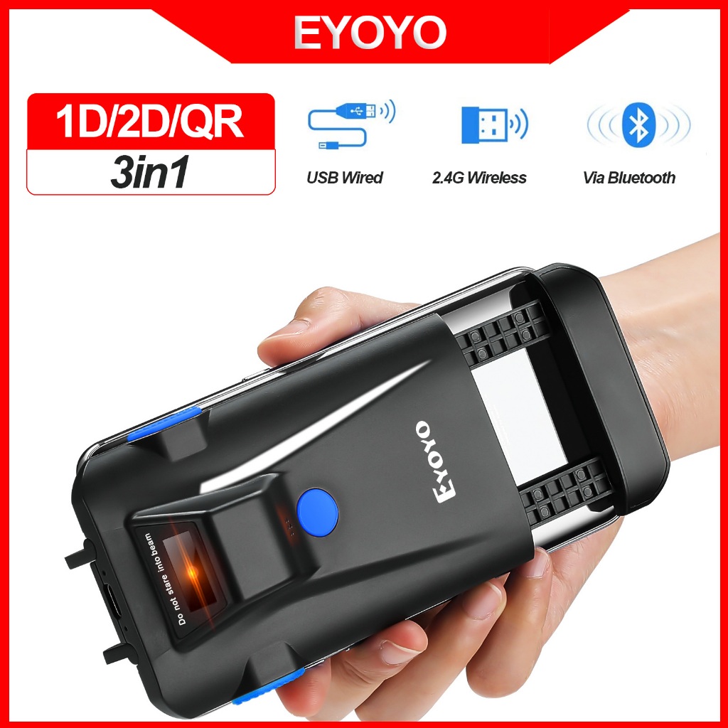 Eyoyo Portable 2D Barcode Scanner Phone Back Clip On 3In1 USB