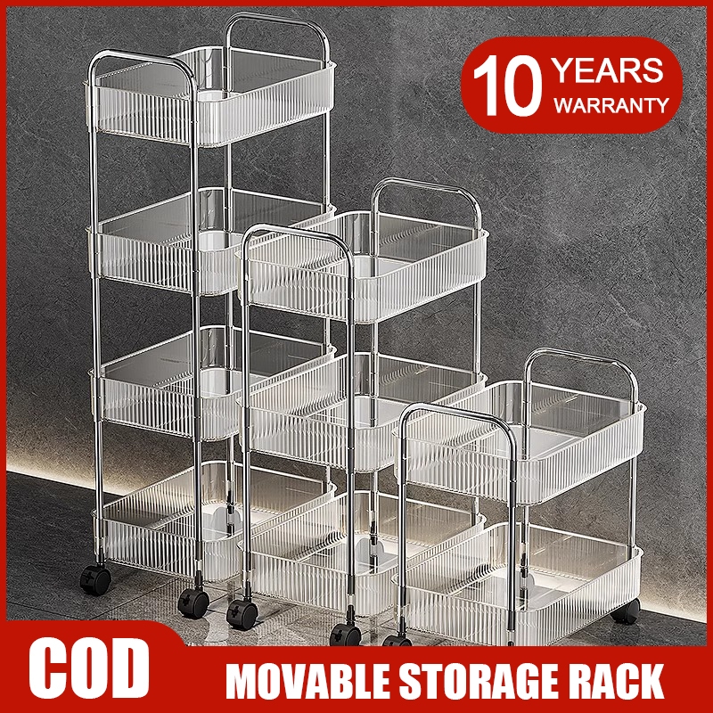 Transparent Acrylic Multi-layer Trolley Organizer Storage Shelf Moving ...