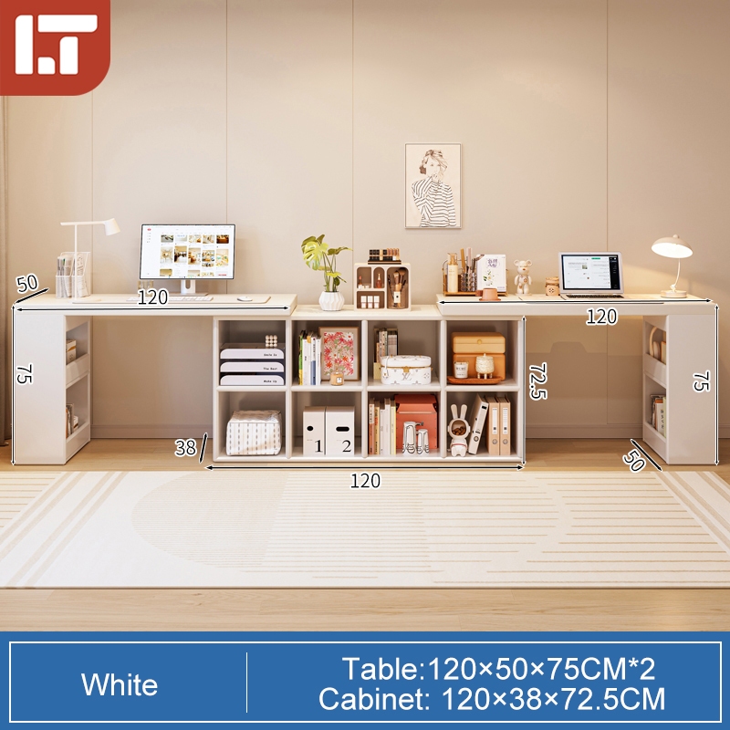 Meja Belajar Study Table with Bookshelf Dressing Table L Shape Table ...