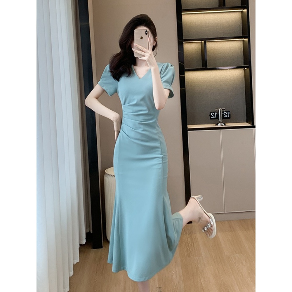 sachin and babi light blue dress Dark purple dress with a side chiffon shawl main image 0
