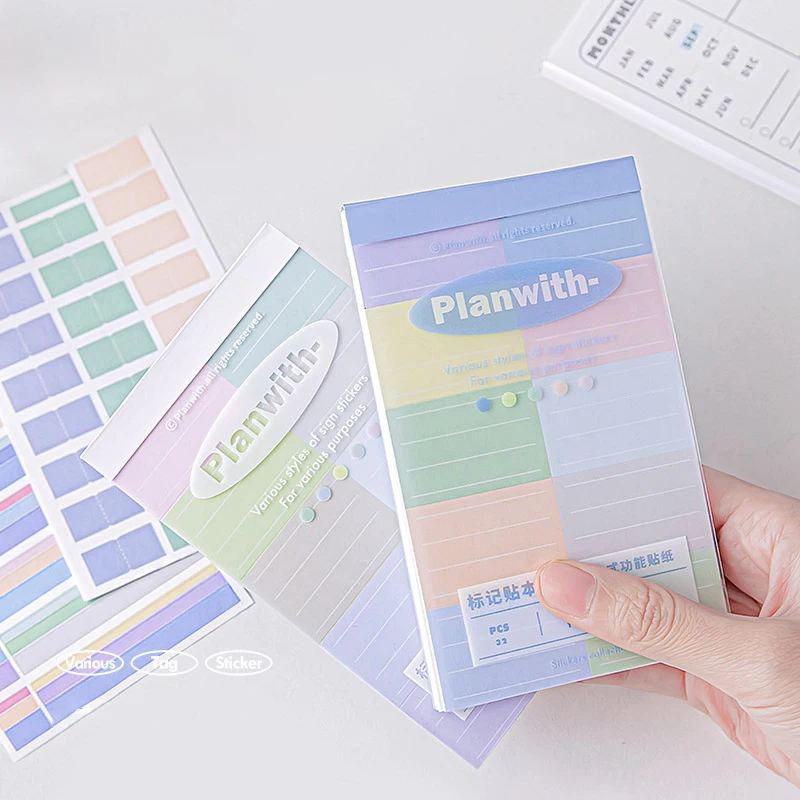 32 Sheets Morandi Stickers Book Multifunction Index Tag Labels Kawaii ...