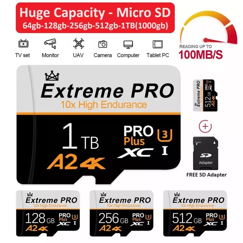 High-Speed Micro SD Card Class 10 U3 A2 128GB-2TB for Smart phones ...