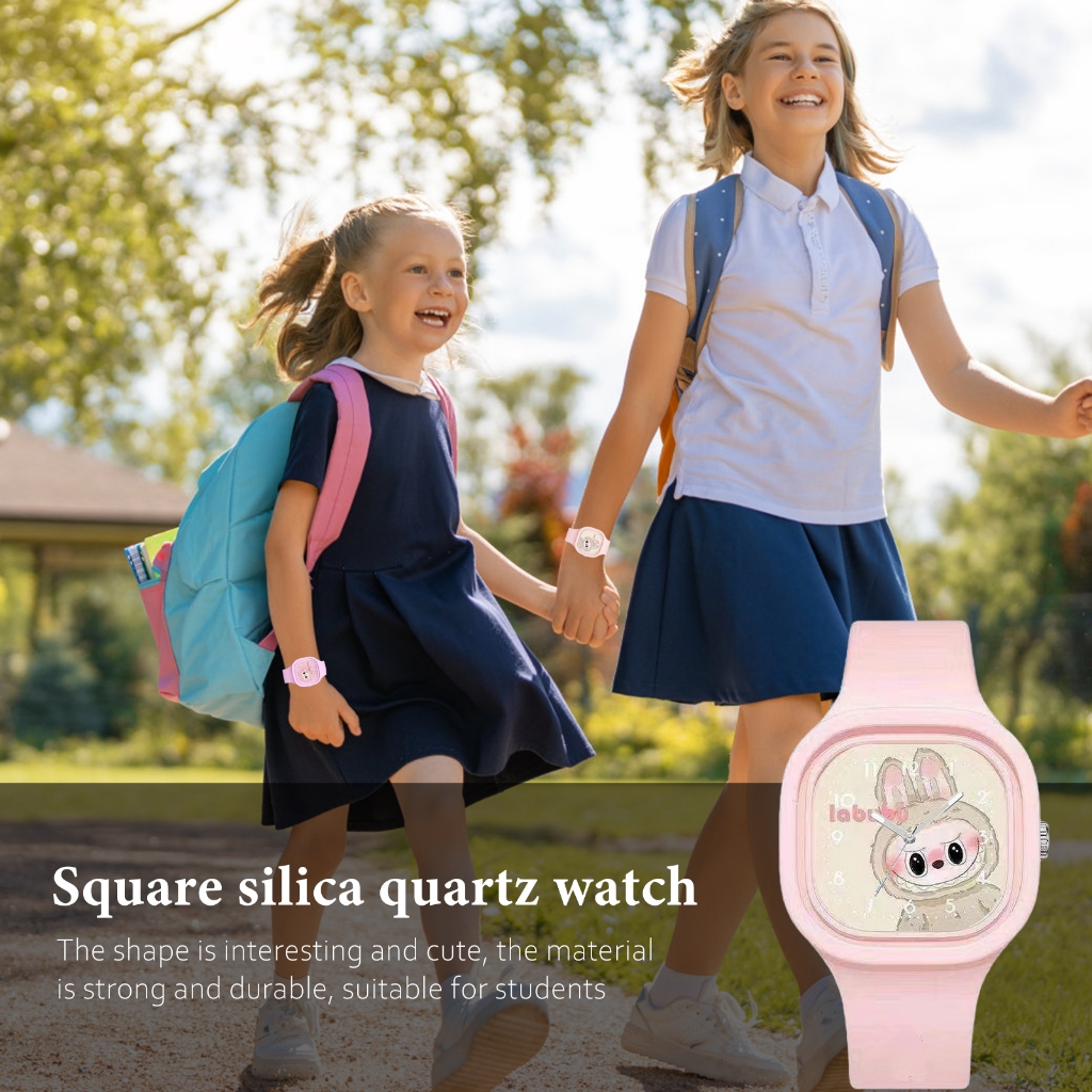 Labubu Watch Strap Silicone Quartz Casual Cartoon square WristWatch ...