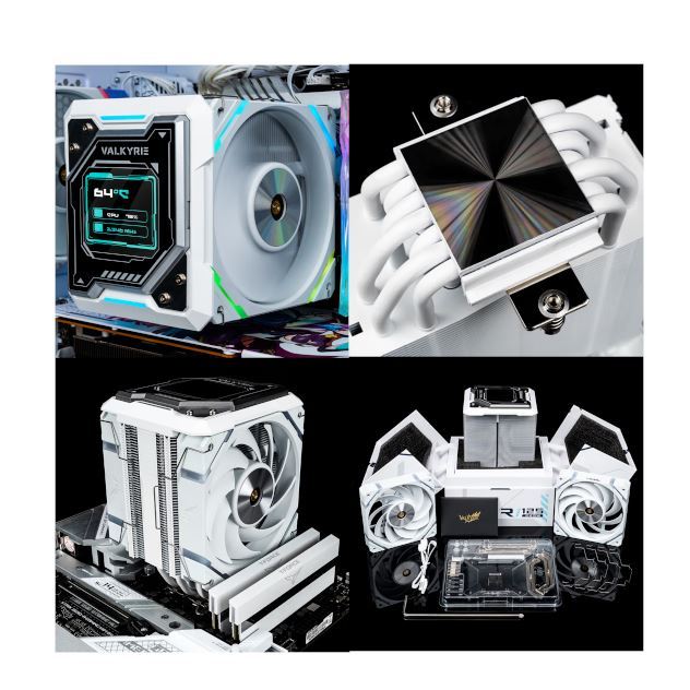 VALKYRIE R125 CPU air cooler 7pcs heat pipes 2.4inch LCD 245W for 