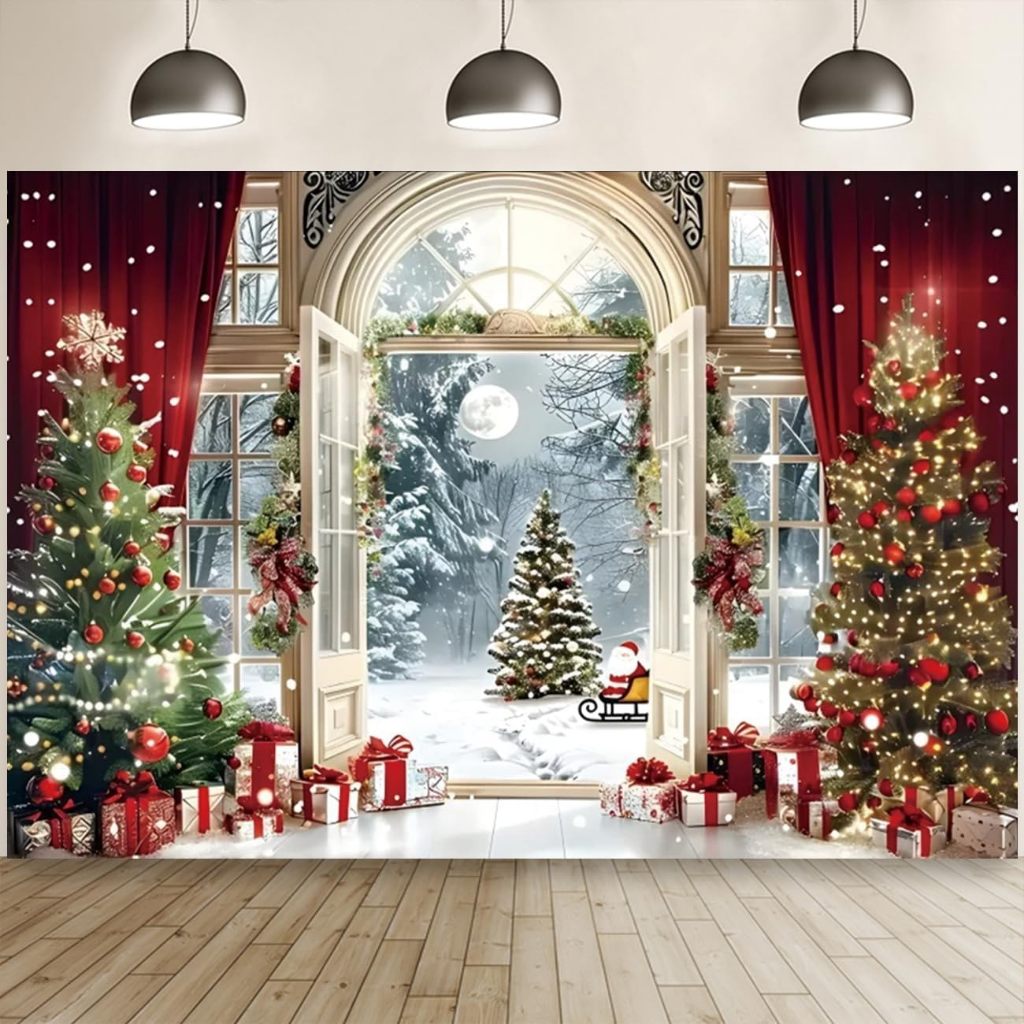 Christmas Tree Bacdrop Xmas theme Photography Background Photobooth ...