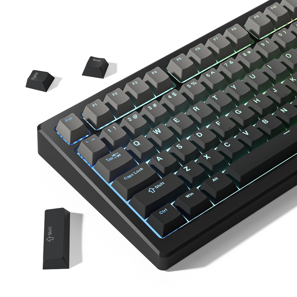 WOMIER 132 Keys Double Shot PBT Dark Shadow Keycaps Shine Through ...