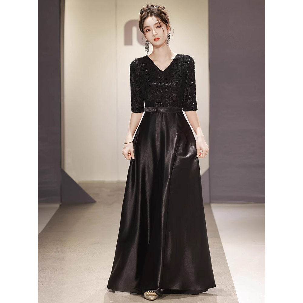Elegant Sequins Banquet Evening Dress Temperament Slim prom Dress