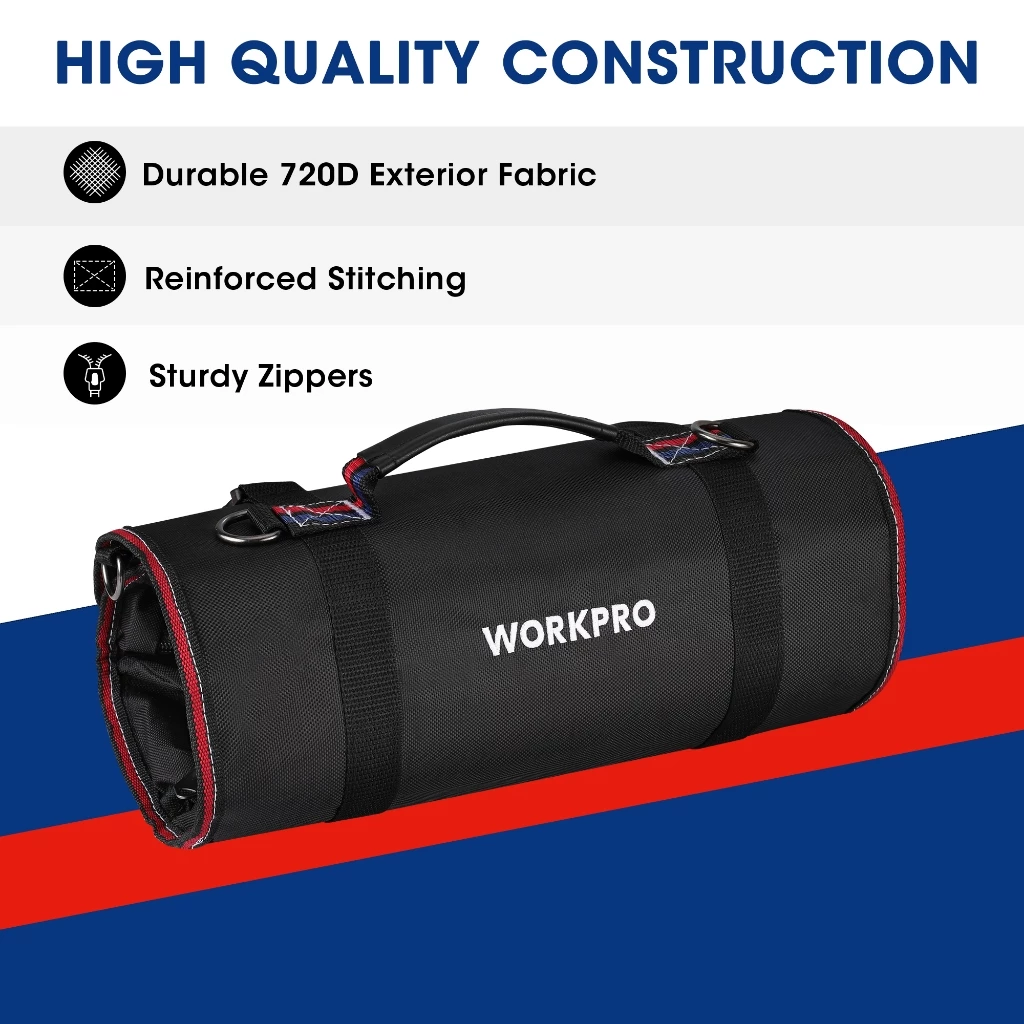 Roll Up Tool Bag WorkPro Beg Perkakasan Gulung