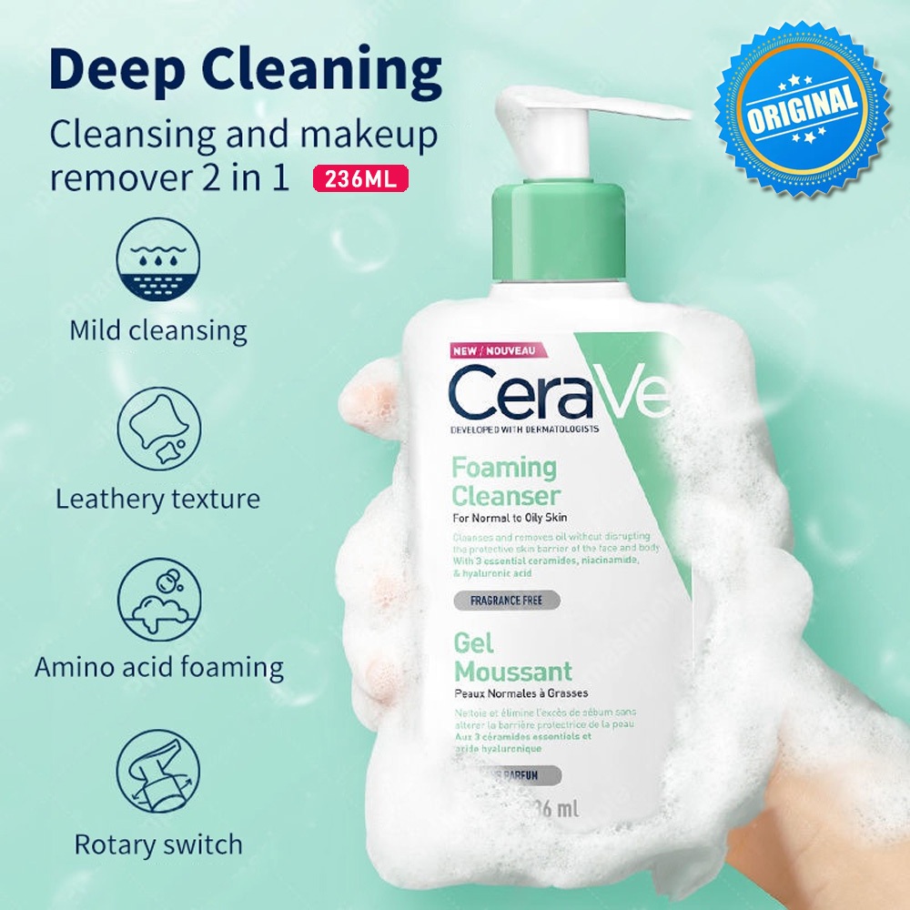 CeraVe Facial Foaming Cleanser for Oily Skin Acne Prone Hydrating
