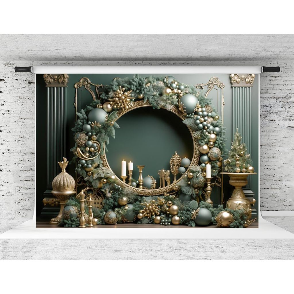 7x5ft Christmas Photography Backdrop Indoor Green Wall Photo Background ...