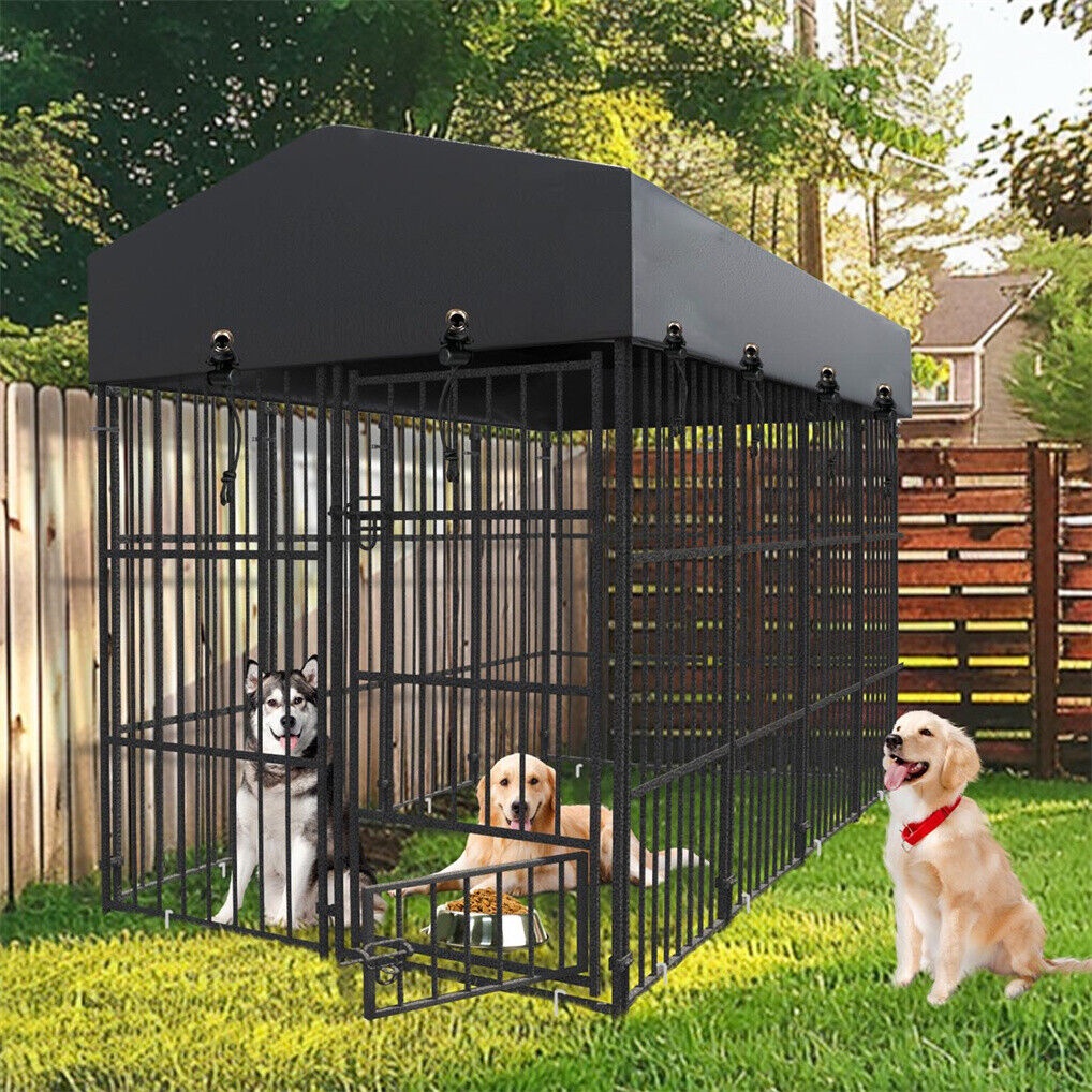 Large Outdoor Dog Kennel with Waterproof and SunProof Cover Black