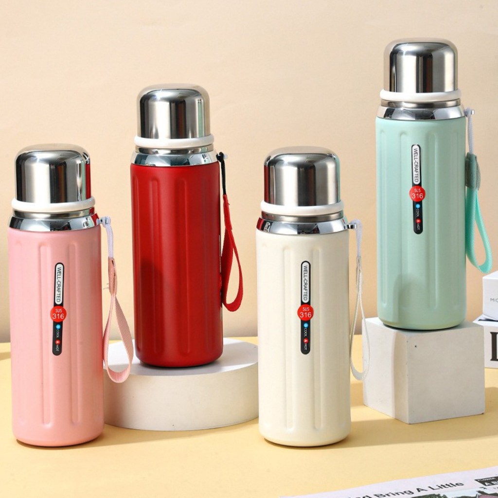 Thermal Cup with Rope and Cup Vacuum Water Bottle 316 Stainless Steel ...
