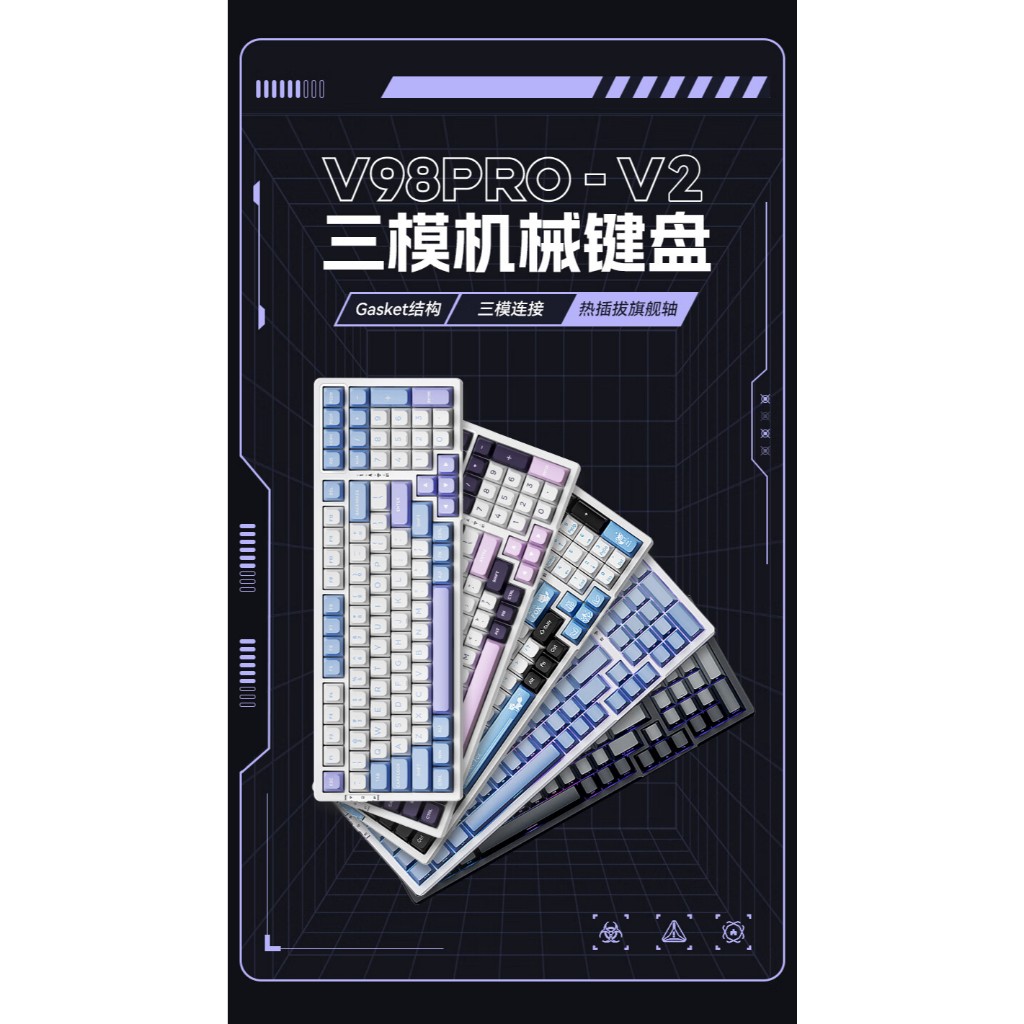 VGN V98Pro V2 Wireless Mechanical Keyboard,TriMode BT5.0/2.4GHz/USBC