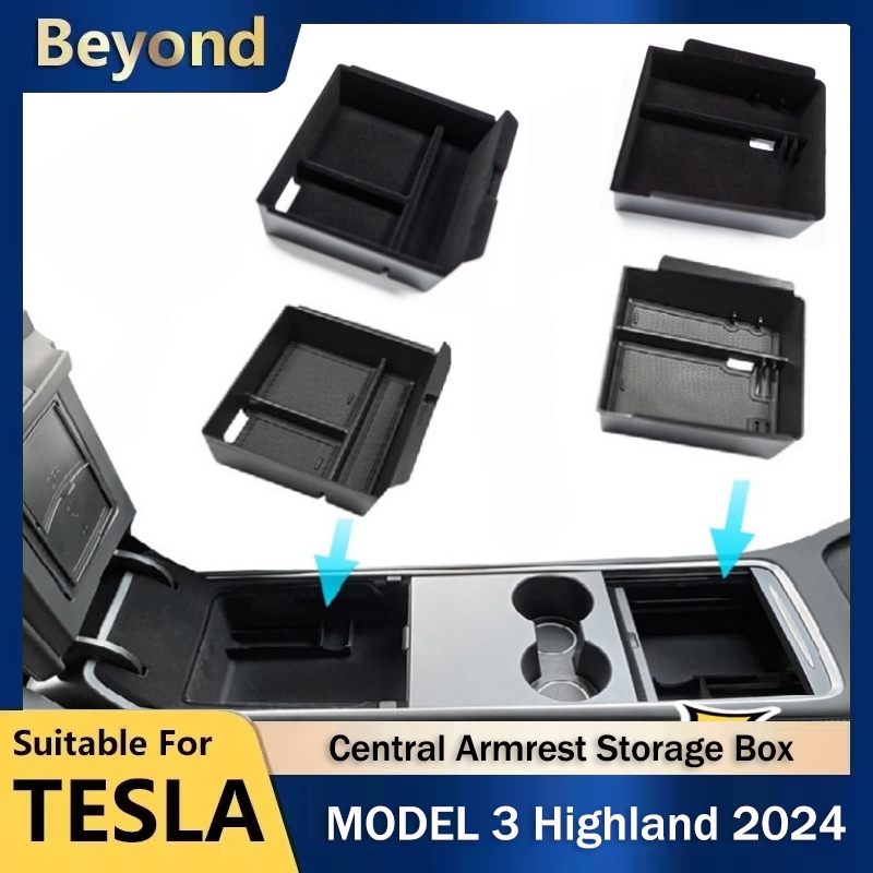 For Model 3 Highland 2024 Center Console & Armrest Storage Box Flocking ...