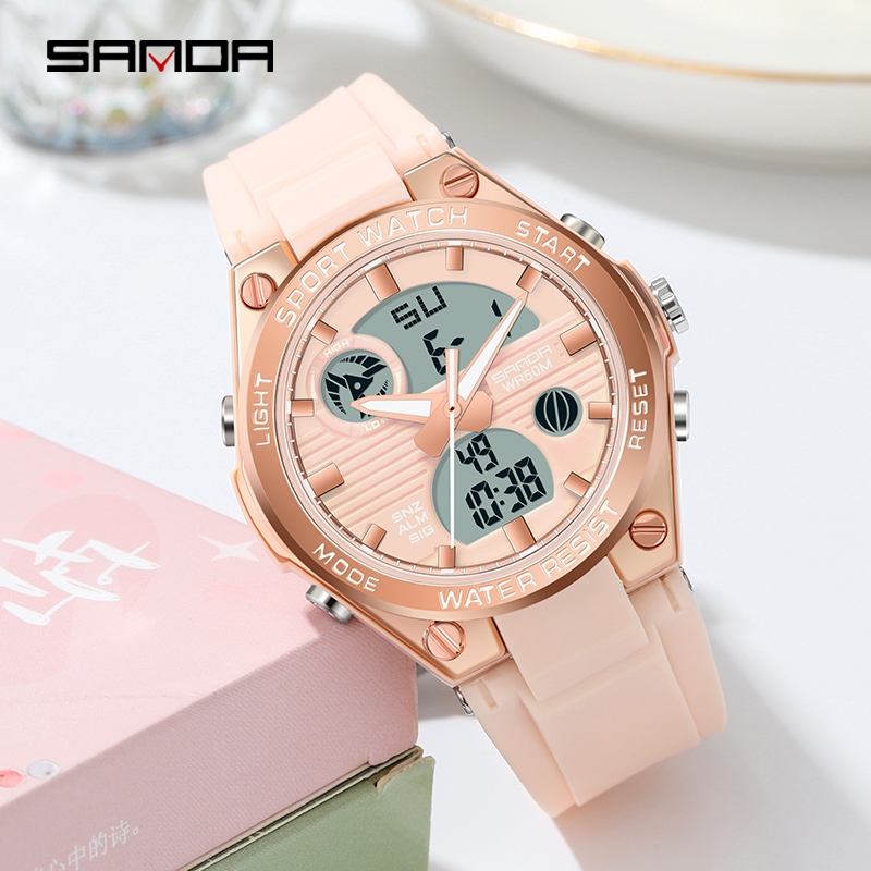 SANDA Waterproof Quartz LED Multi-Function Women Watch 6067 | Shopee ...