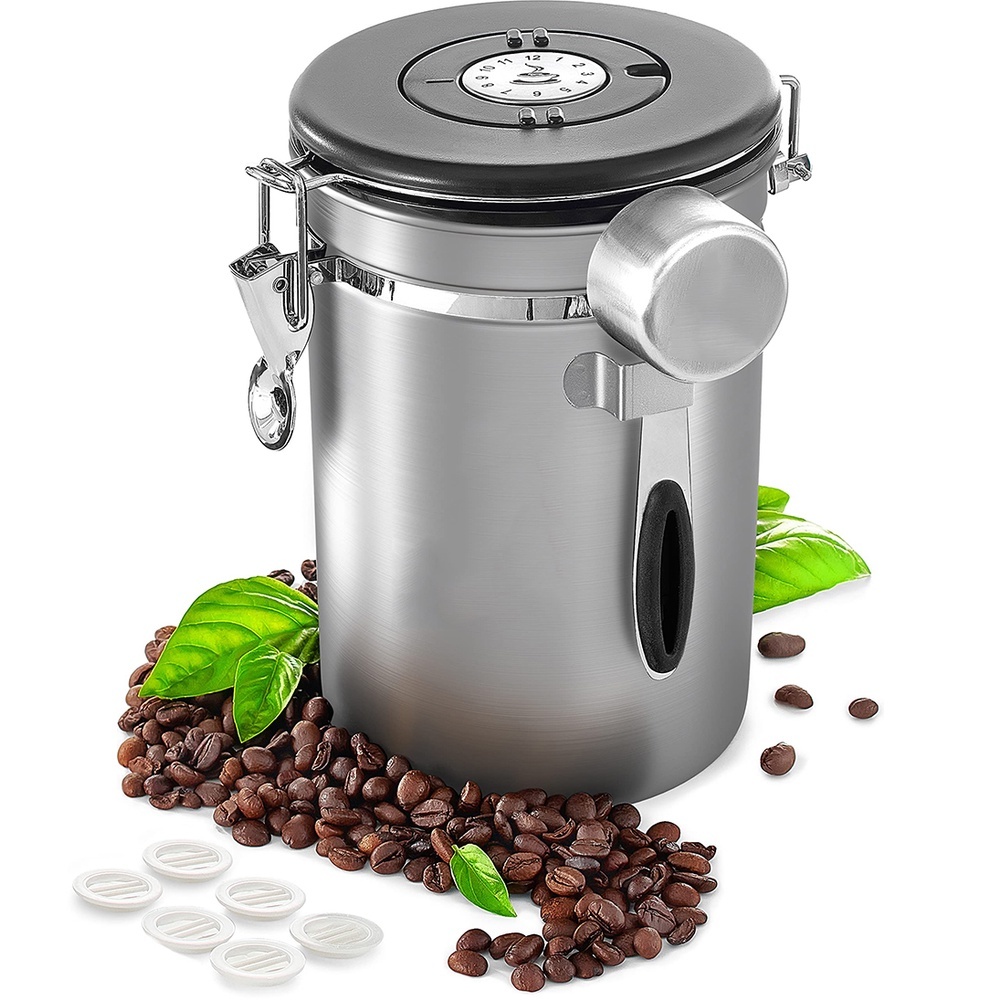 Stainless Steel Airtight Coffee Container Canister Coffee Grounds and ...