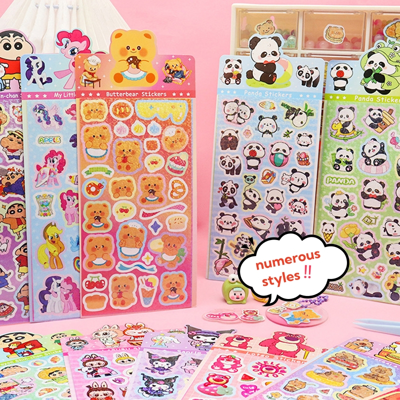 Cute Cartoon Shiny Goo Card Sticker diy Colorful Laser Material ...
