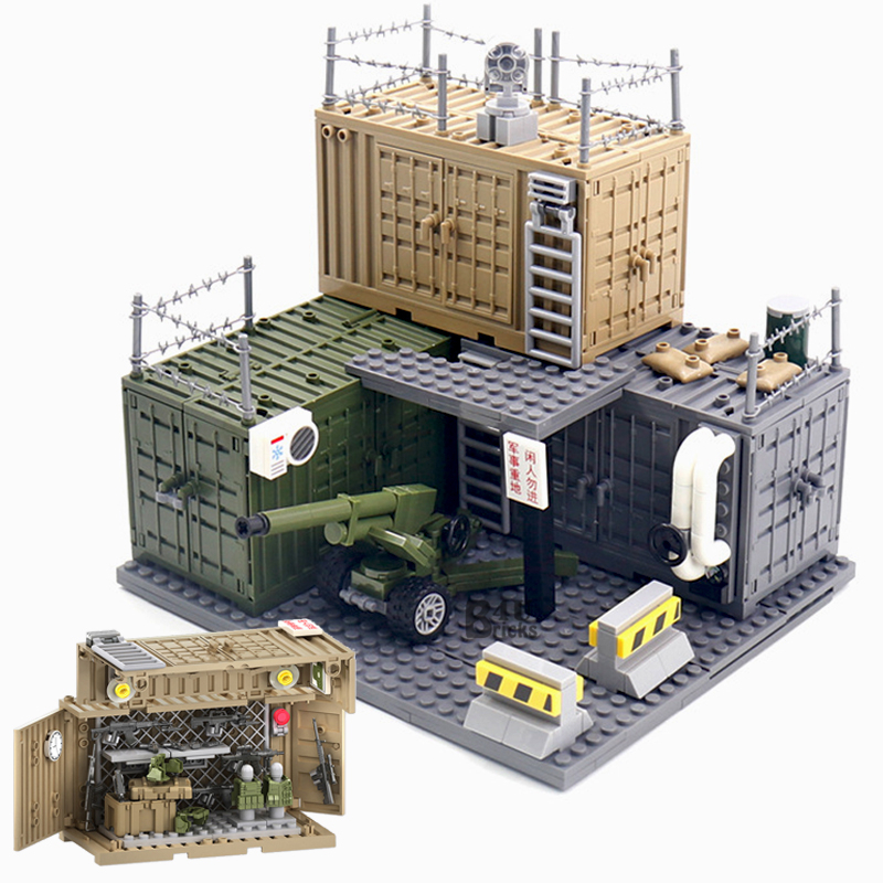 MOC Military Base Building Blocks Toy Set 4-in-1 Armed Soldiers Command ...