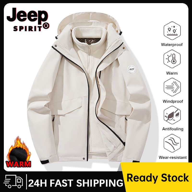 Jeep Spirit Outdoor Waterproof Jacket For Men Suits Twopieces Sets 3