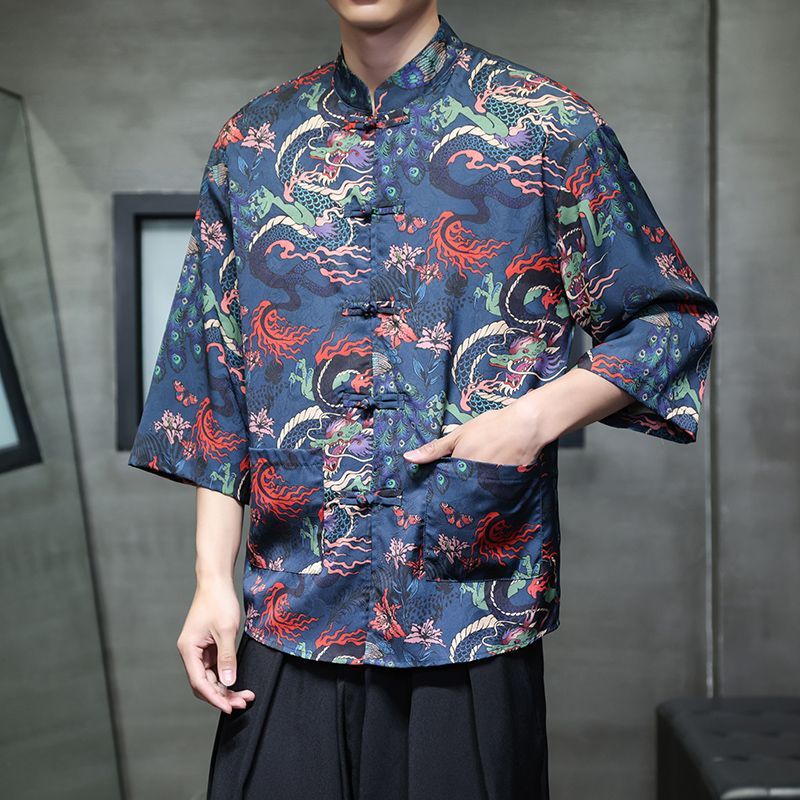 唐装七分冰丝短袖印花衬衫男士T恤盘扣中国风 #唐裝男裝上衣#中國風男裝#中國風男裝衬衫#唐裝男孩#唐裝男大码#男裝 大碼#襯衫 男 大碼#大码 ...