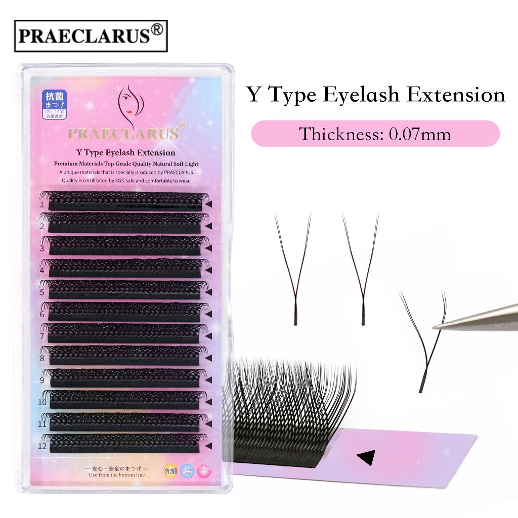 PRAECLARUS Y Type Eyelash Extension Matte Black Thickness 0.07mm ...