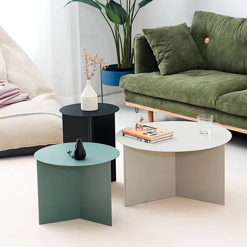Nordic Small Apartment Iron Coffee Table Simple Modern Round Household ...