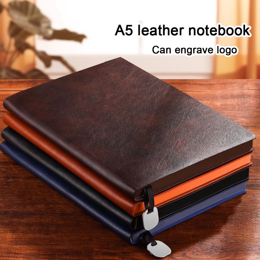 (Can Engrave Logo) A5 soft leather student notebook, diary, work ...