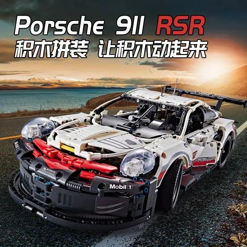 ⚡COD⚡Porsche 911 Building Blocks Car 1:10 1580PCS Remote Control ...
