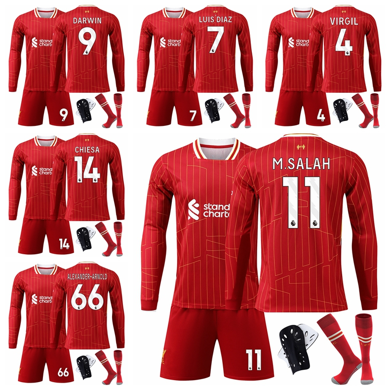202425 Season Liverpool Home Long Sleeve Football Adult Kids Jersey