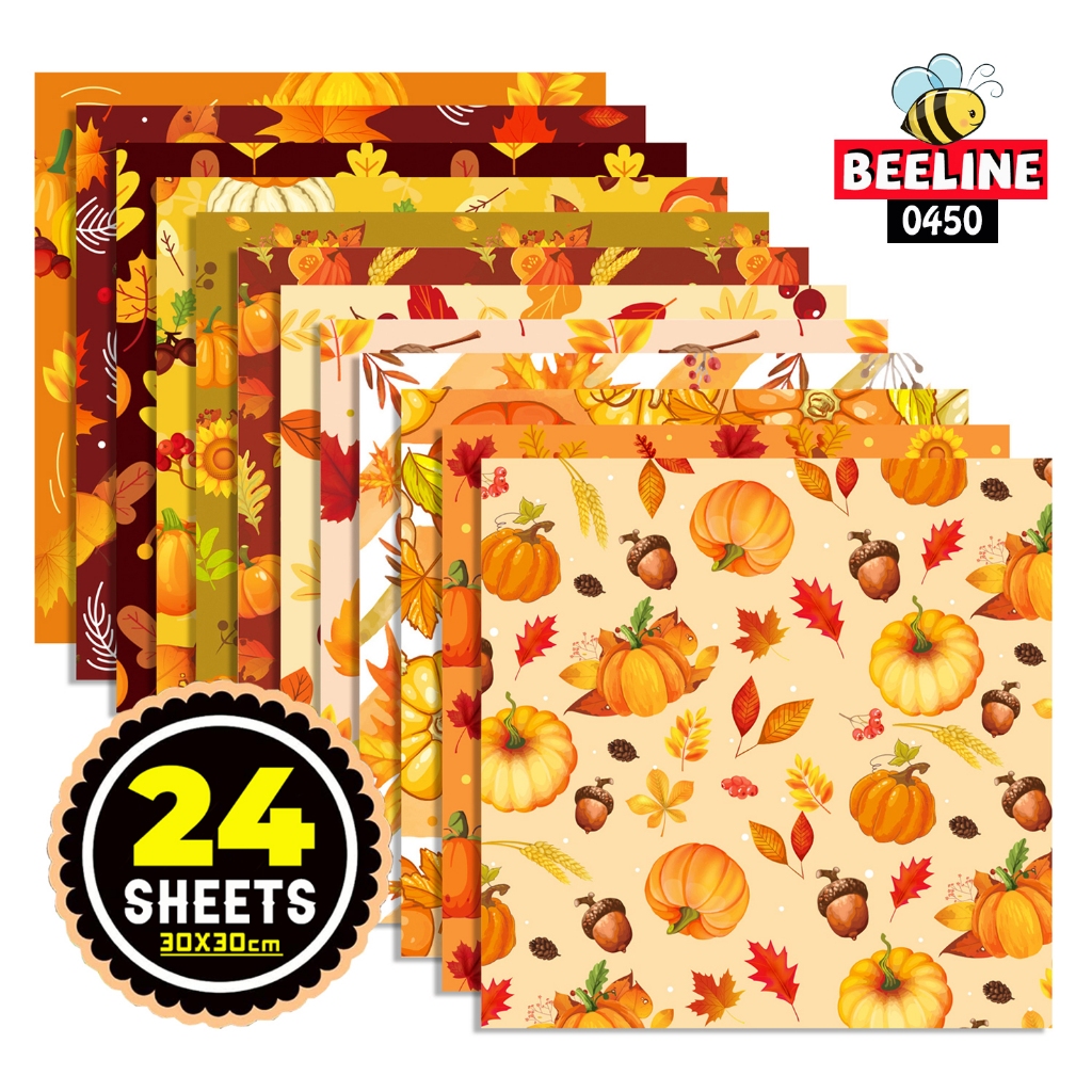 Beeline 24 Sheets Wrapping Paper 30cm Origami Autumn Scrapbook Scrap ...