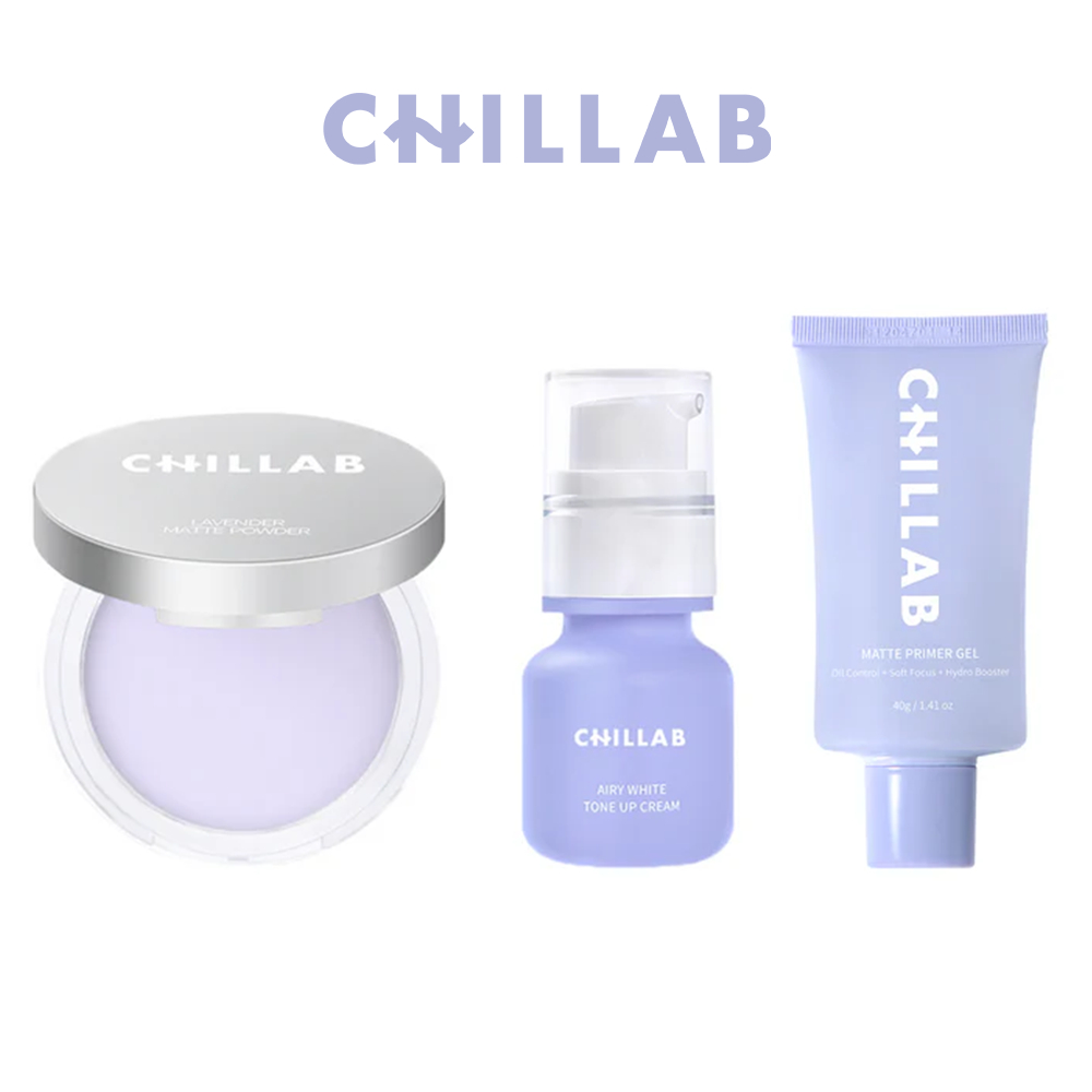 Chillab Lavender Matte Powder & Airy White Tone-up Cream & Matte Primer ...