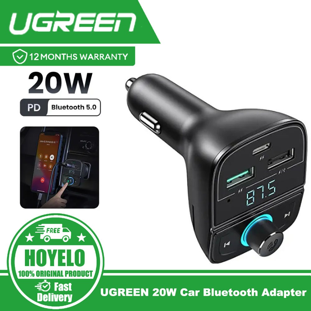 UGREEN 20W Car Bluetooth Adapter Car FM Transmitter Bluetooth PD