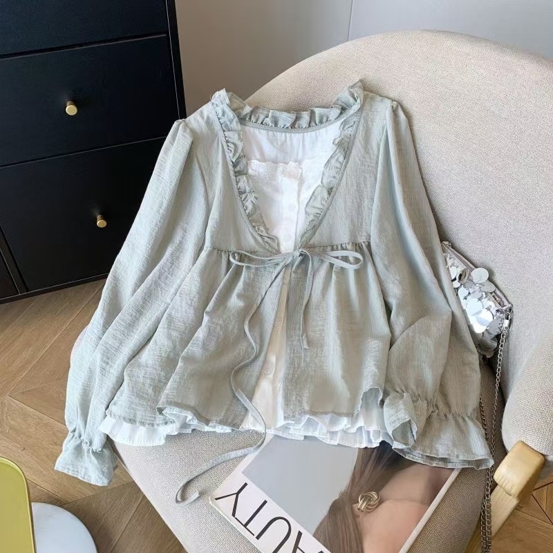 Korean Style Women Ladies Loose Ruffle Baggy Long Sleeve Shirt Blouse ...