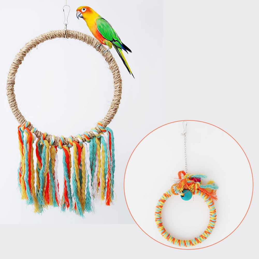 View of Bird Cage Hanging Swing Toy Rings Parrot Stand Frame Budgie Hanging ...