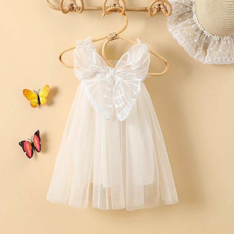 Girl's Summer Christmas New Year Red Casual Dress Chiffon Butterfly Wings  Embroidered Flower Sleeveless Strap Dress Girl's 1st Birthday Party Baptism  Chiffon Dress | Shopee Malaysia
