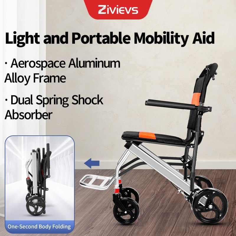 Lightweight Foldable Wheelchair –With Shock Absorber, Ergonomic Seat ...