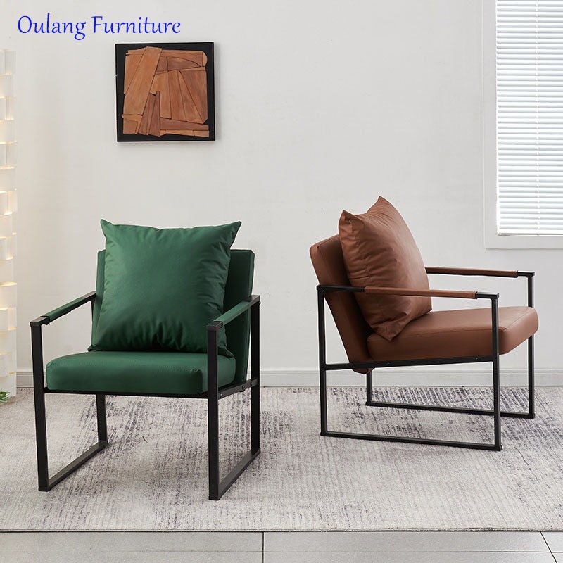 Nordic single sofa chair lazy sofa Italian style light luxury iron