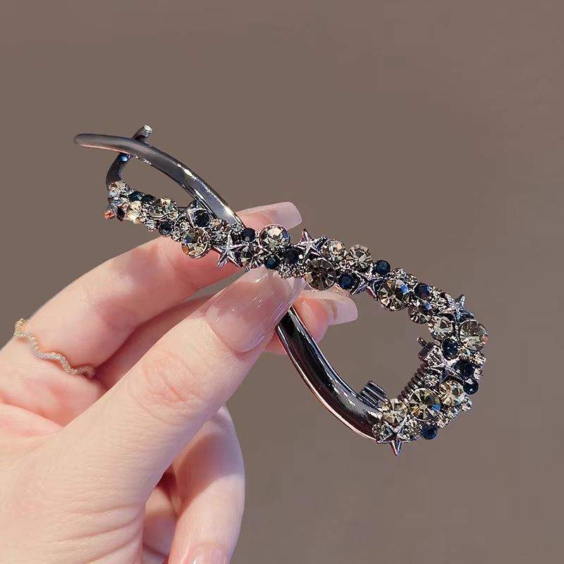 New Style Star Rhinestone Metal Twist Clip Light Luxury Curved High-End ...