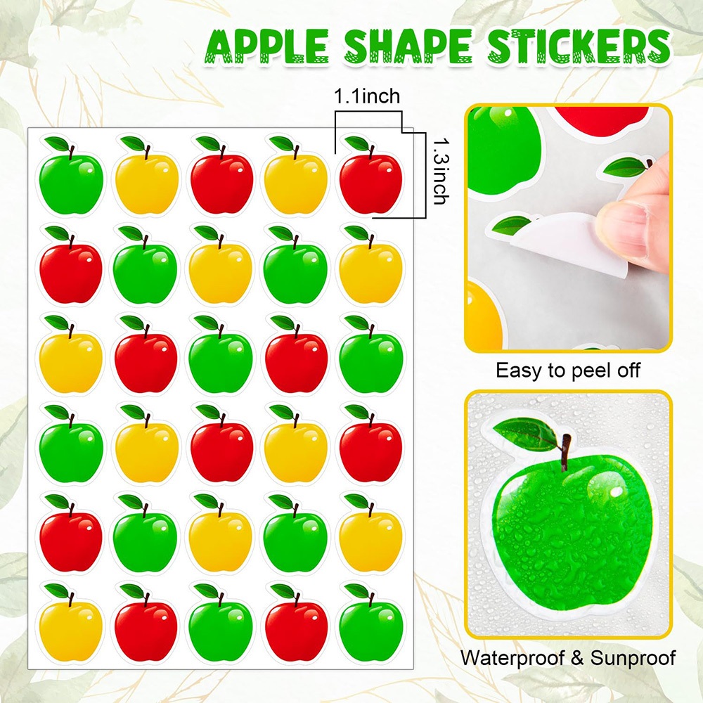 300 Pieces/Pack Apple Shape Stickers Cute Sealing Labels Kids Toy ...